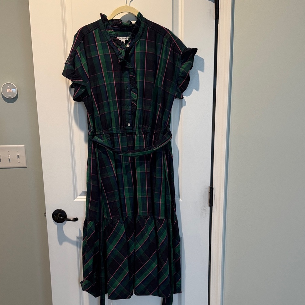Plaid Ruffle Trim Dress